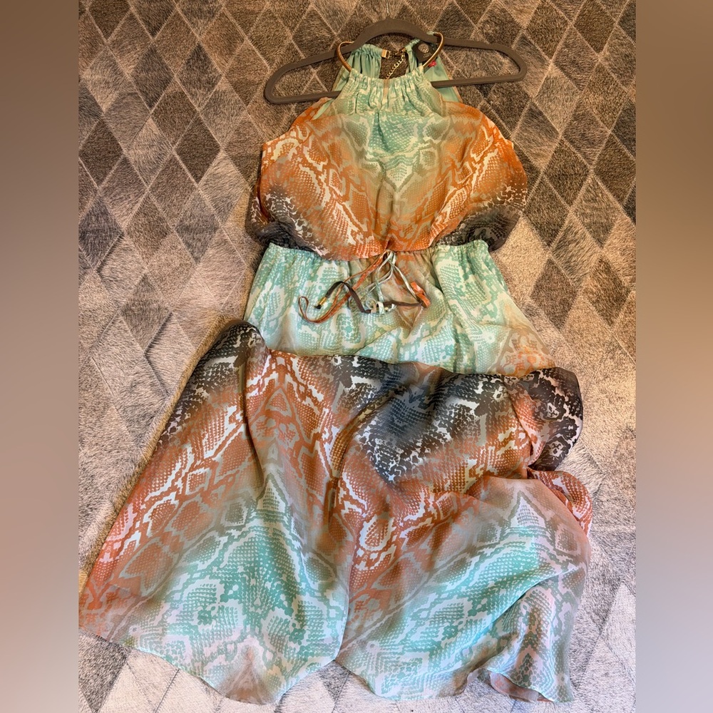 Vince Camuto Peach Brown and Mint Python print Ha… - image 16